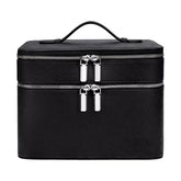 New Double-layer Large-capacity PU Portable Makeup Bag