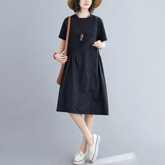2024 New Arrival Short Sleeve Patchwork Loose Summer Holiday Travel Dress