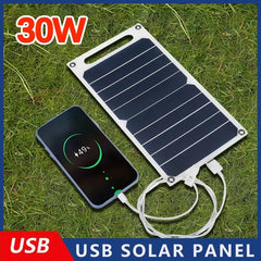 30W Solar Panel With USB Waterproof Outdoor Hiking And Camping