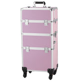 3 In 1 Aluminum Cosmetic Makeup Case Makeup Travel Organizer Cosmetology Case, Aluminum Cosmetic Display Suitcase On Wheels, Beauty Storage Luggage Lockable W-4 Removable Wheels