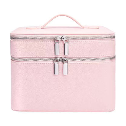 New Double-layer Large-capacity PU Portable Makeup Bag