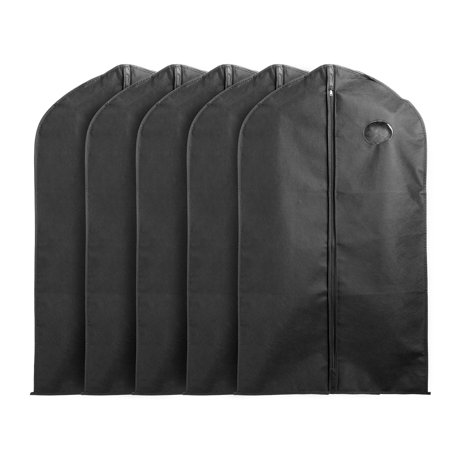 5Pcs 39in Garment Bags Hanging Suit Bags Covers Breathable With Full Zipper Transparent Window For Suit Dress Coat Storage Travel Use