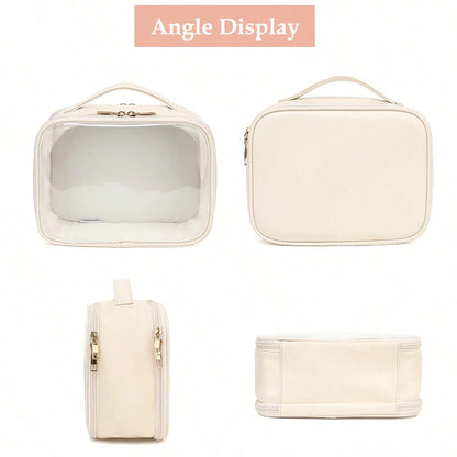 Clear Makeup Bag For Women, Clear Cosmetic Bag Travel Toiletry Bags Makeup Organizer Bag With Detachable Brush Holder Summer Travel, Vacation Home Bathroom Decor Holiday Makeup Organizer Bathroom Acce