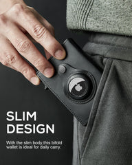 Airtag Wallet Men Smart Wallet Slim Minimalist RFID Front Pocket Wallet With Airtag Holder Metal Money Card Holder ,Airtag Not Included