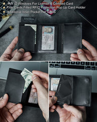 Airtag Wallet Men Smart Wallet Slim Minimalist RFID Front Pocket Wallet With Airtag Holder Metal Money Card Holder ,Airtag Not Included