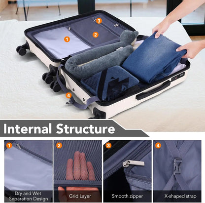 3 Piece 100% PC Hardshell Luggage Set,Spinner Wheels&TSA Lock, 20" Carry on Suitcase with Fitness Duffel and Toiletry Bag