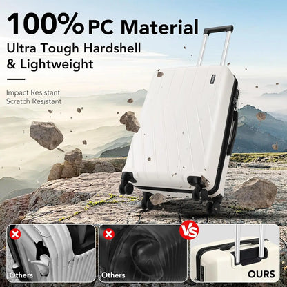 3 Piece 100% PC Hardshell Luggage Set,Spinner Wheels&TSA Lock, 20" Carry on Suitcase with Fitness Duffel and Toiletry Bag