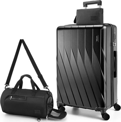 3 Piece 100% PC Hardshell Luggage Set,Spinner Wheels&TSA Lock, 20" Carry on Suitcase with Fitness Duffel and Toiletry Bag