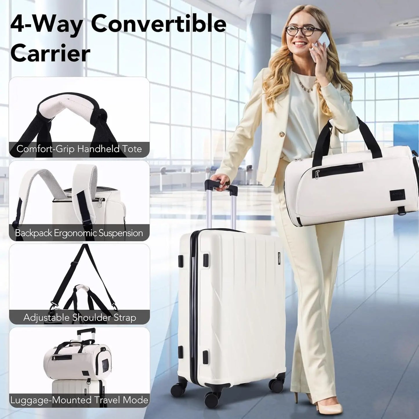 3 Piece 100% PC Hardshell Luggage Set,Spinner Wheels&TSA Lock, 20" Carry on Suitcase with Fitness Duffel and Toiletry Bag