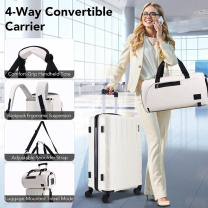 3 Piece 100% PC Hardshell Luggage Set,Spinner Wheels&TSA Lock, 20" Carry on Suitcase with Fitness Duffel and Toiletry Bag