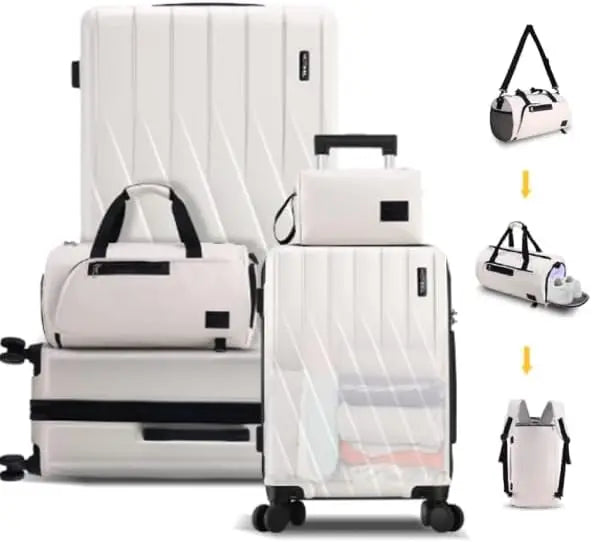 3 Piece 100% PC Hardshell Luggage Set,Spinner Wheels&TSA Lock, 20" Carry on Suitcase with Fitness Duffel and Toiletry Bag