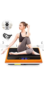 Plate Exercise Machine - Whole Body Workout Vibration Platform Lymphatic Drainage Machine for Weight Loss Home Fitness w/Pilates