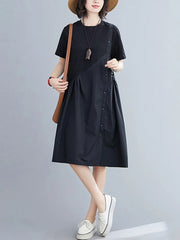 2024 New Arrival Short Sleeve Patchwork Loose Summer Holiday Travel Dress