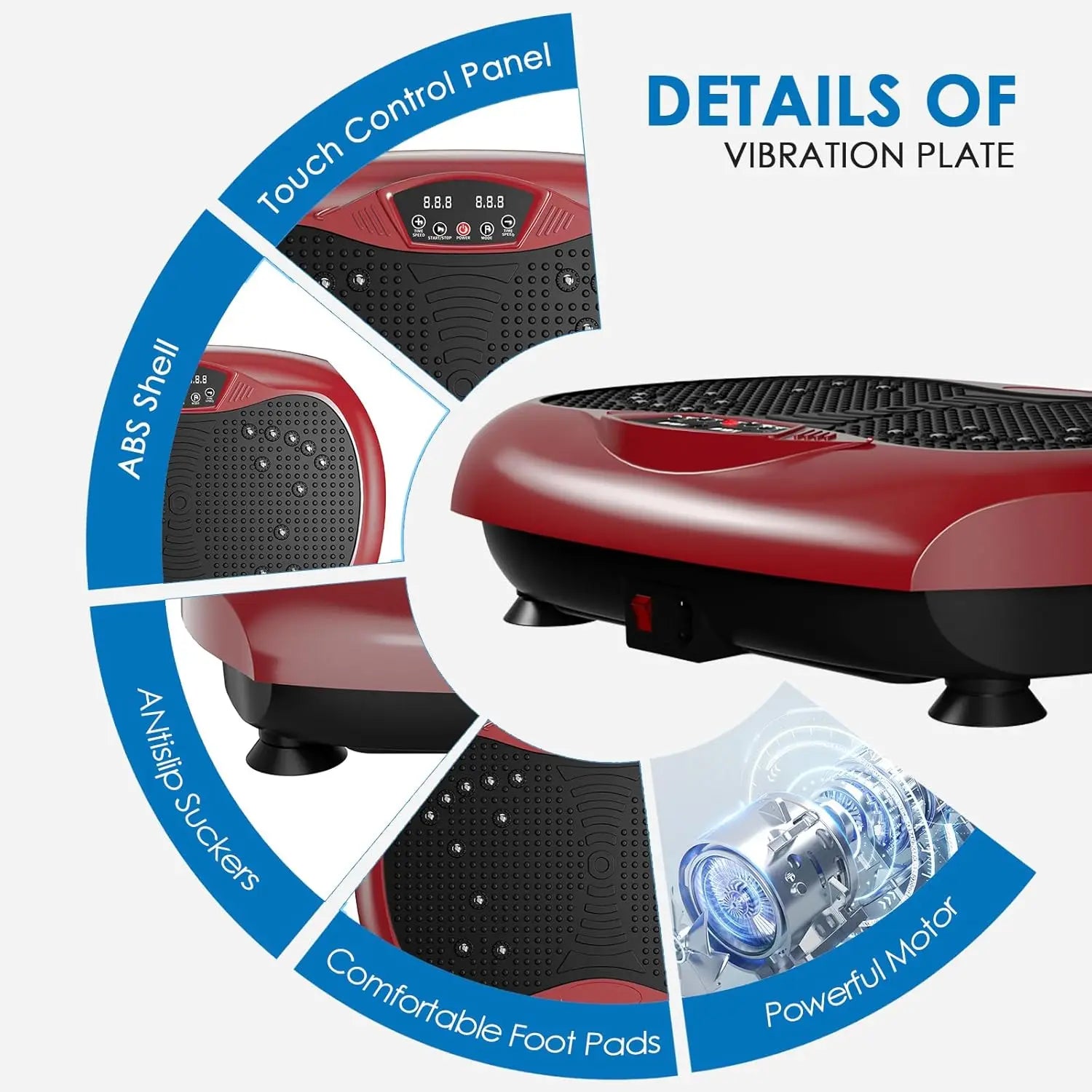 Plate Exercise Machine - Whole Body Workout Vibration Platform Lymphatic Drainage Machine for Weight Loss Home Fitness w/Pilates
