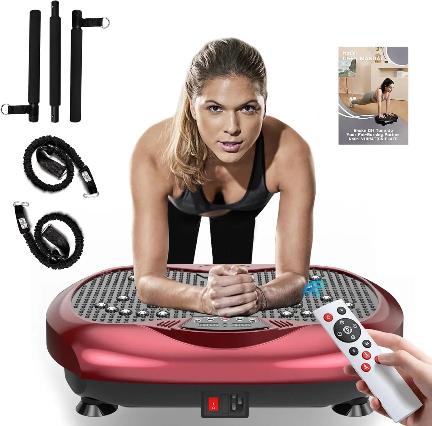 Plate Exercise Machine - Whole Body Workout Vibration Platform Lymphatic Drainage Machine for Weight Loss Home Fitness w/Pilates