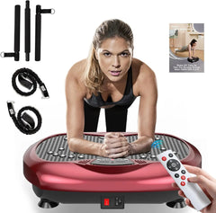 Plate Exercise Machine - Whole Body Workout Vibration Platform Lymphatic Drainage Machine for Weight Loss Home Fitness w/Pilates