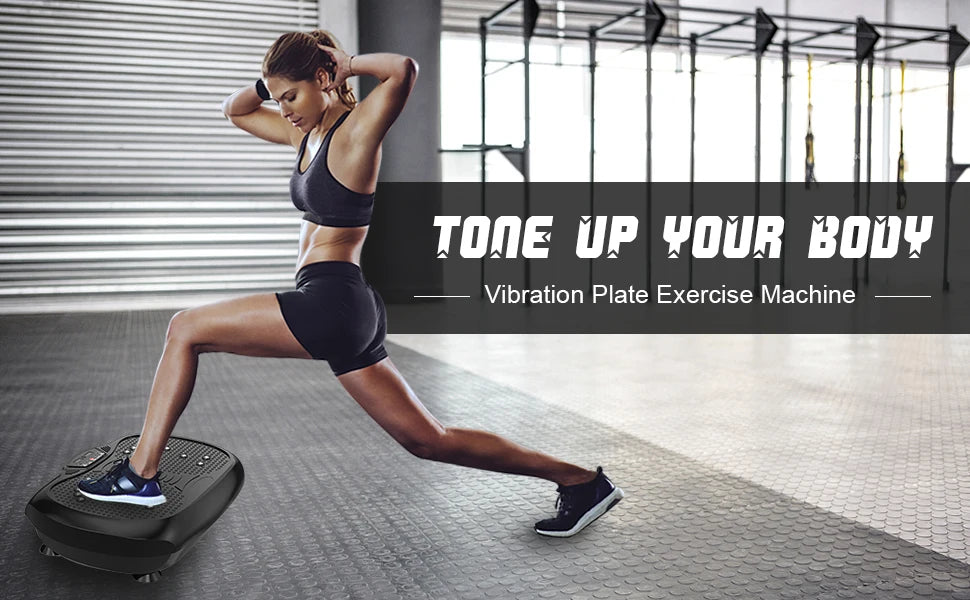 Plate Exercise Machine - Whole Body Workout Vibration Platform Lymphatic Drainage Machine for Weight Loss Home Fitness w/Pilates