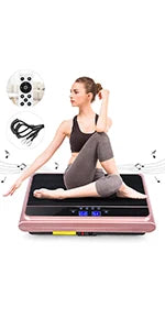Plate Exercise Machine - Whole Body Workout Vibration Platform Lymphatic Drainage Machine for Weight Loss Home Fitness w/Pilates