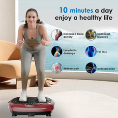 Plate Exercise Machine - Whole Body Workout Vibration Platform Lymphatic Drainage Machine for Weight Loss Home Fitness w/Pilates
