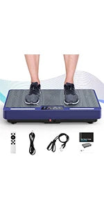 Plate Exercise Machine - Whole Body Workout Vibration Platform Lymphatic Drainage Machine for Weight Loss Home Fitness w/Pilates