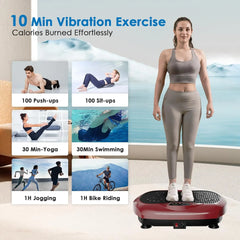Plate Exercise Machine - Whole Body Workout Vibration Platform Lymphatic Drainage Machine for Weight Loss Home Fitness w/Pilates