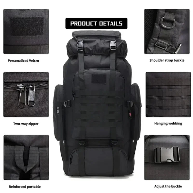 75L outdoor hiking camouflage mountaineering backpack with large capacity