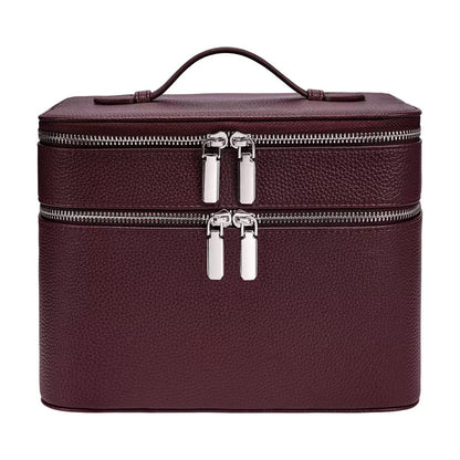 New Double-layer Large-capacity PU Portable Makeup Bag
