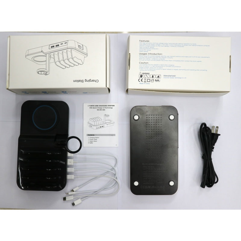 70W Charging Station For Multiple Devices, 5 In 1 Fast Charging Dock With 10W Max Wireless Charger And 4 Ports , 30W USB C PD Fast Charging For IPad, IPhone,Tablets,Kindle